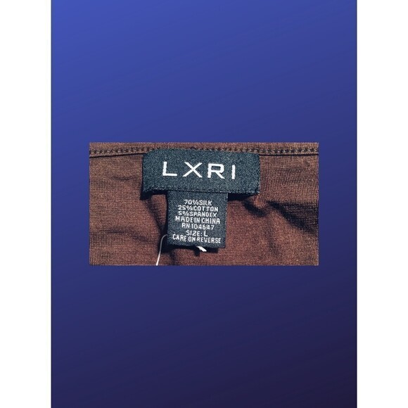 LXRI Silk Blend STRETCH CAMISOLE w/Lace Beading, DARK BROWN, Size L, NWOT - Picture 3 of 6